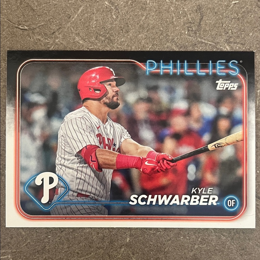 Topps Phillies Kyle Schwarber Card with Red and Blue Accents